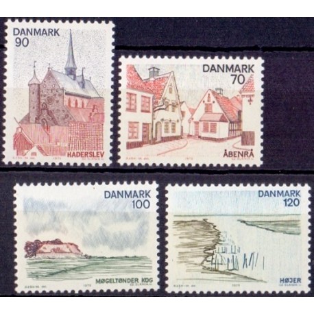 1975. Landelsserie Sønderjylland. AFA nr. 597-600 postfrisk   stemplet FDC