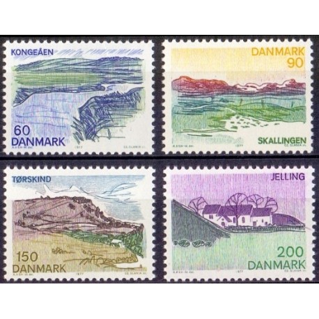 1977. Landsdelsserie Sydjylland. AFA nr. 637-40 postfrisk  stemplet FDC