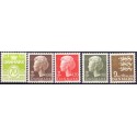 1977. Farveændringer og  suppleringsværdier. AFA nr. 644-48 postfrisk  stemplet FDC