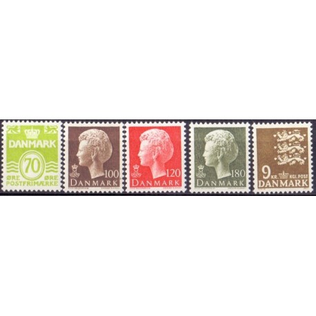 1977. Farveændringer og  suppleringsværdier. AFA nr. 644-48 postfrisk  stemplet FDC