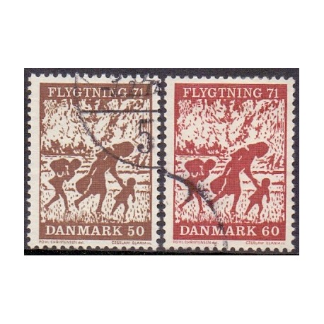 1971. Flygtning 71. AFA nr. 510-11 postfrisk     stemplet FDC