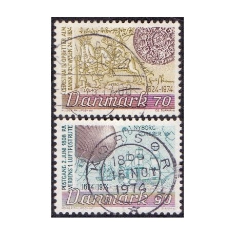1974. Det danske postvæsen jubi.. AFA nr. 580-81 postfrisk    stemplet FDC