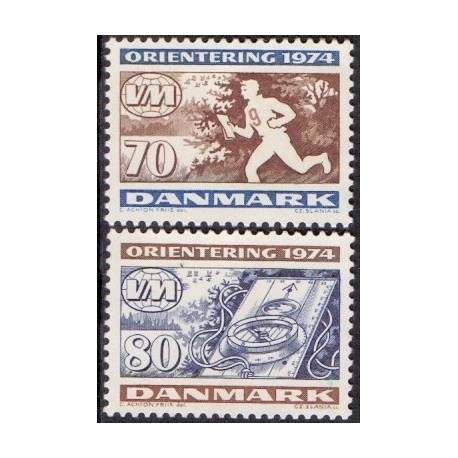 1974. Verdensmesterskaberne i orienteringsløb. AFA nr. 575-76 postfrisk   stemplet FDC