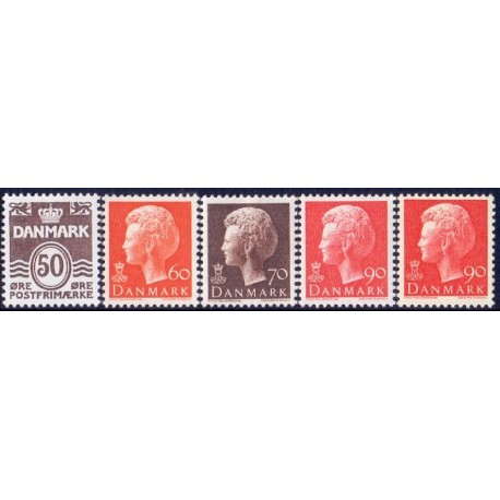 1974. Dr. Margrethe II. AFA nr. 571-74 + 574A postfrisk  stemplet FDC