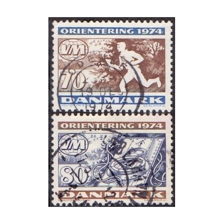 1974. Verdensmesterskaberne i orienteringsløb. AFA nr. 575-76 postfrisk   stemplet FDC