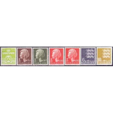1976. Farveændringer og  suppleringsværdier. AFA nr. 617-22 + 620A postfrisk  stemplet FDC
