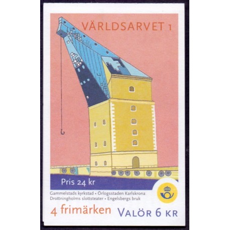 Sverige 2001. Kultur- og naturarv I. AFA 2139-42, postfrisk sammentryk parstykke stemplet  hæfte FDC parstykkke
