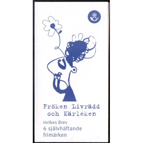 Sverige 2002. Fröken Livrääd ock Kärleken. AFA 2199-2201, postfrisk  stemplet  hæfte FDC parstykkke