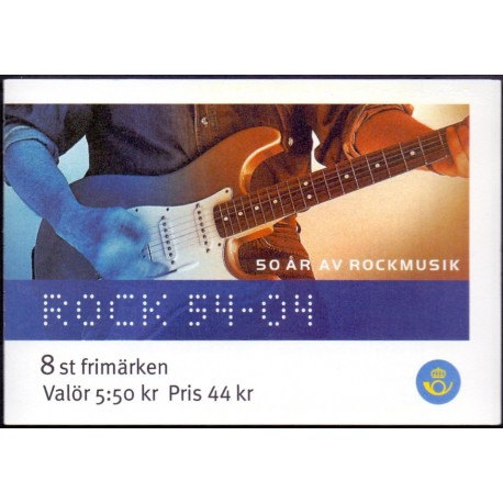 Sverige 2004. Rockens 50 års jubi. AFA nr. 2357-64,  stemplet hæftestemplet  hæfte FDC parstykkke