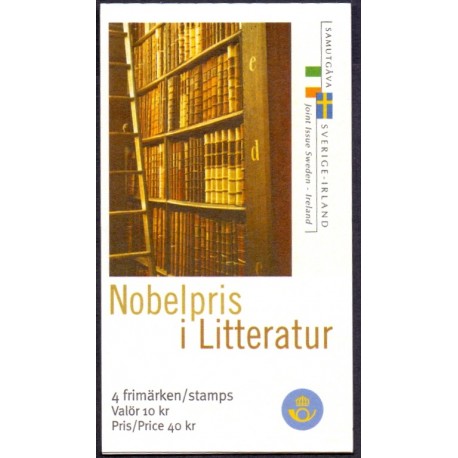 Sverige 2004. Nobelpris i Litteratur. AFA nr. 2352-55,  postfrisk sammentryk stemplet  hæfte FDC parstykkke