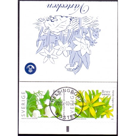 Sverige 2005. Forårsblomster. AFA nr. 2393-96, postfrisk sammentryk stemplet  hæfte FDC parstykkke