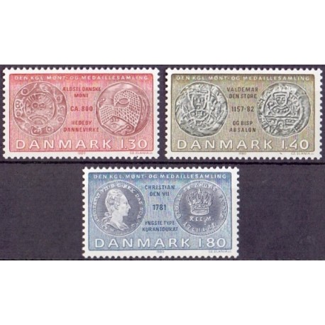 1980. Gamle danske mønter. AFA nr. 708-10 postfrisk   Stemplet FDC