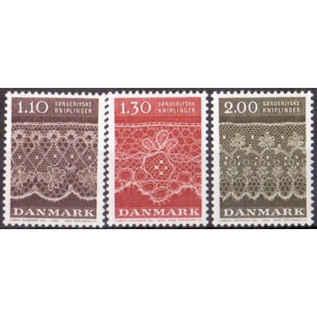 1980. Sønderjyske kniplinger. AFA nr. 711-13 postfrisk  Stemplet FDC