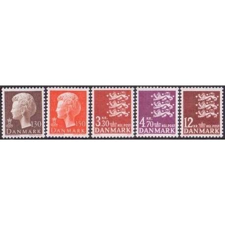 1981. Suppleringsværdier og farveændringer. AFA nr. 720-24 postfrisk   Stemplet FDC