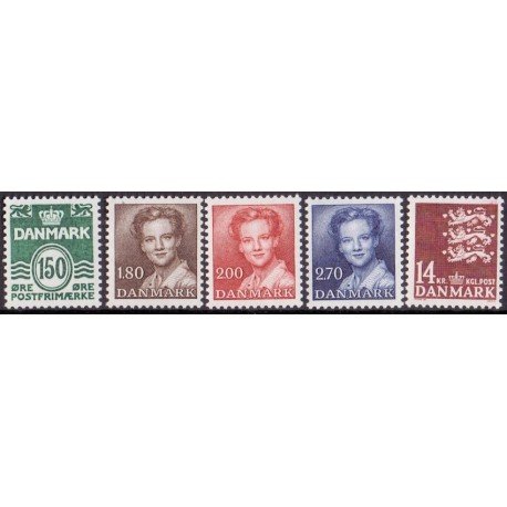 1982. Suppleringsværdier og farveændringer. AFA nr. 749-53 postfrisk   Stemplet FDC