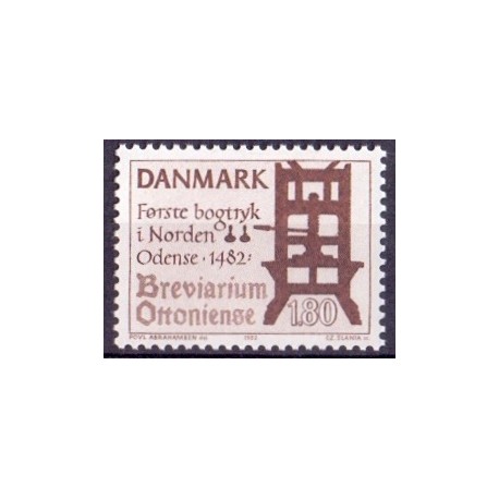 1982. Bogtrykkerkunsten indførelse. AFA nr. 760 postfrisk  Stemplet FDC