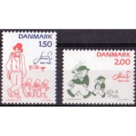 1982. Robert Storm Petersen. AFA nr. 761-62 postfrisk  Stemplet FDC