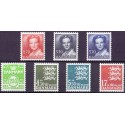 1984. Suppleringsværdier og farveændringer. AFA nr. 789-95 postfrisk  Stemplet FDC