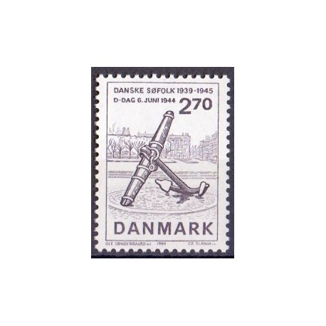 1984. Danske søfolk under invasionen. AFA nr. 805 postfrisk Stemplet FDC