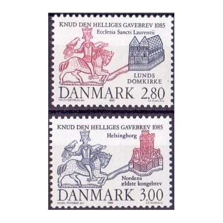 1985. Knud den Hellige. AFA nr. 834-35 postfrisk  Stemplet FDC