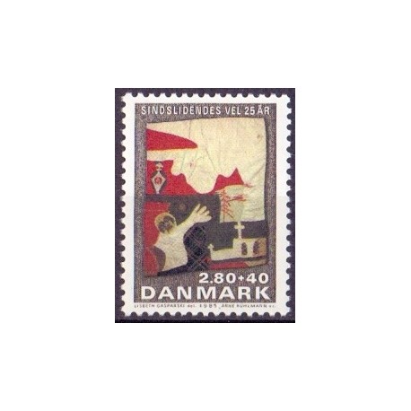 1985. Sindslidendes vel. AFA nr. 843 postfrisk    Stemplet FDC