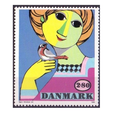 1986. Kunst af Bjørn Wiinblad. AFA nr. 849 postfrisk    Stemplet FDC