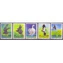 1986. Fugle. AFA nr. 864-68 enkeltmærker postfrisk  Stemplet FDC