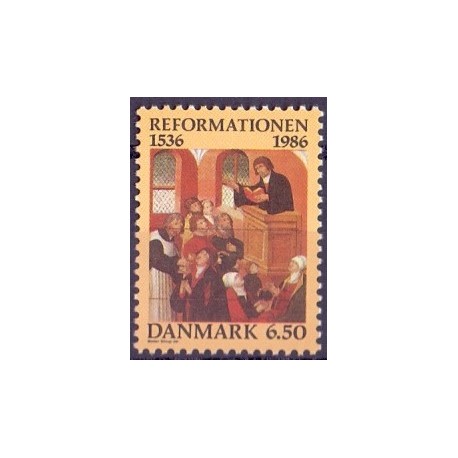 1986. Reformationen 450 år. AFA nr. 874 postfrisk   Stemplet FDC