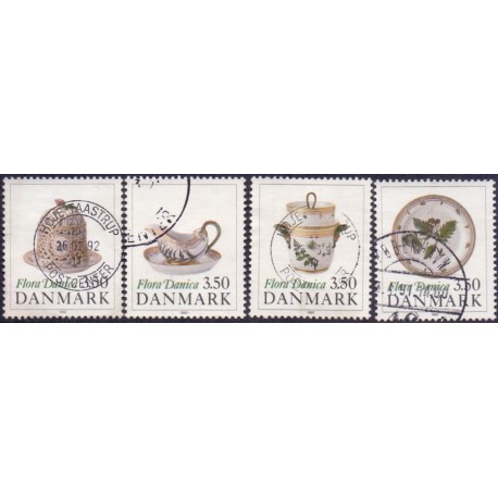 1990. Flora Danica 200 år. AFA nr. 966-69 postfriske enkeltmærker     Stemplet FDC