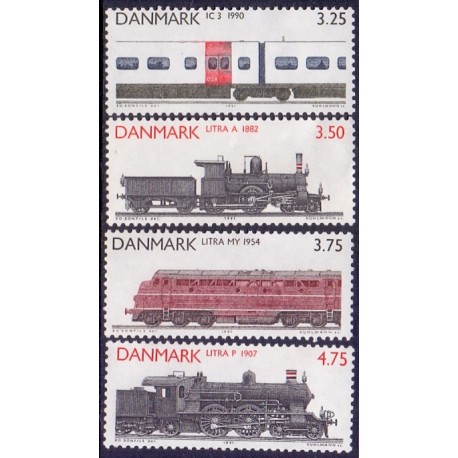 1991. Lokomotiver. AFA nr. 985-88 postfrisk      Stemplet FDC