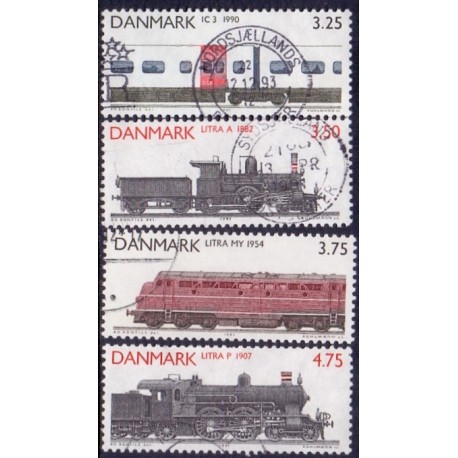 1991. Lokomotiver. AFA nr. 985-88 postfrisk      Stemplet FDC