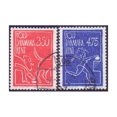 1991. Hold Danmark rent. AFA nr. 1003-04 postfrisk         Stemplet FDC