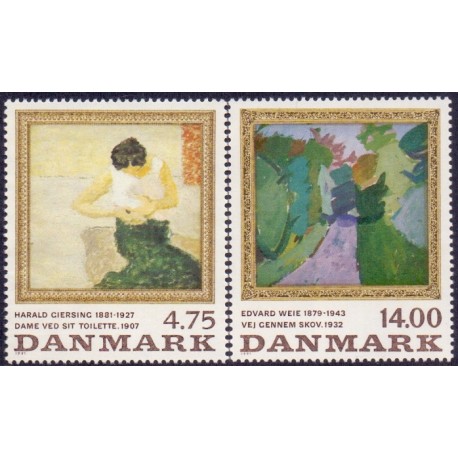 1991. Malerifrimærker AFA nr. 1005-06 postfrisk         Stemplet FDC