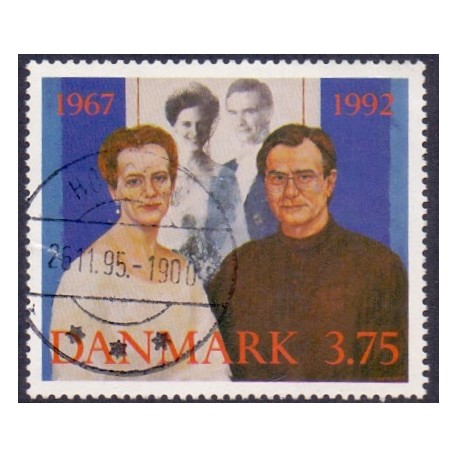 1992. Dr. Margrethes sølvbryllup. AFA nr. 1023 postfrisk            Stemplet FDC