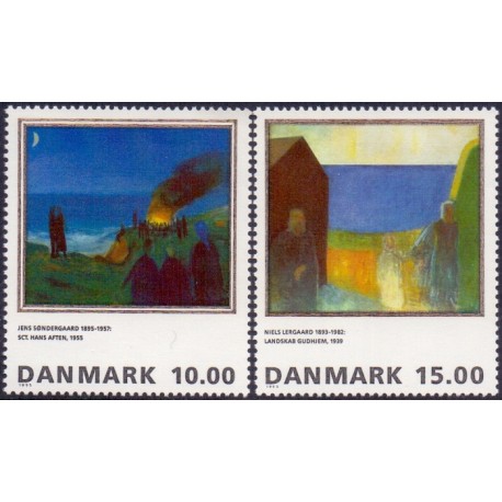 1995. Malerifrimærker. AFA nr. 1099-1100  postfrisk      Stemplet FDC