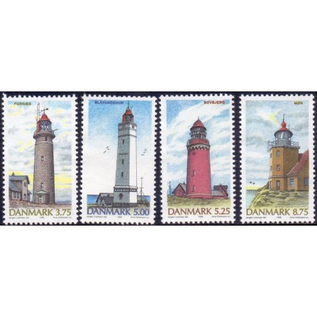 1996. Danske fyrtårne. AFA nr. 1124-27  postfrisk     Stemplet FDC