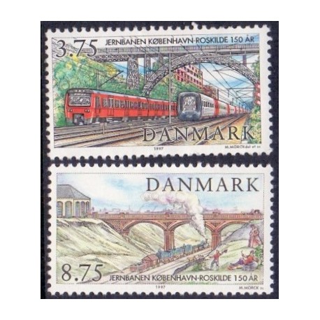 1997. Jernbanen København-Roskilde. AFA nr. 1148-49 postfrisk     Stemplet FDC
