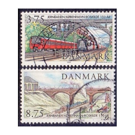 1997. Jernbanen København-Roskilde. AFA nr. 1148-49 postfrisk     Stemplet FDC