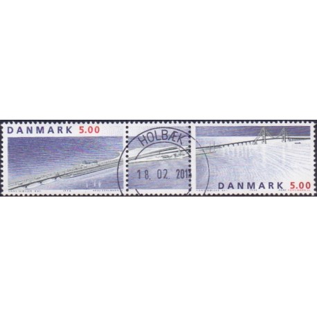 1998. Storebæltsforbindelsen. AFA nr. 1174-75 postfrisk par med vignet       Stemplet FDC