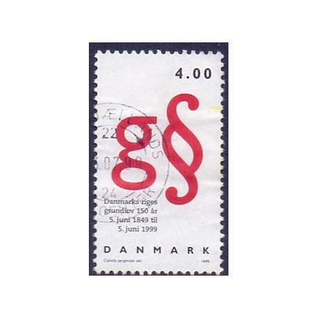 1999. Grundloven 150 år. AFA nr. 1217 postfrisk    Stemplet FDC