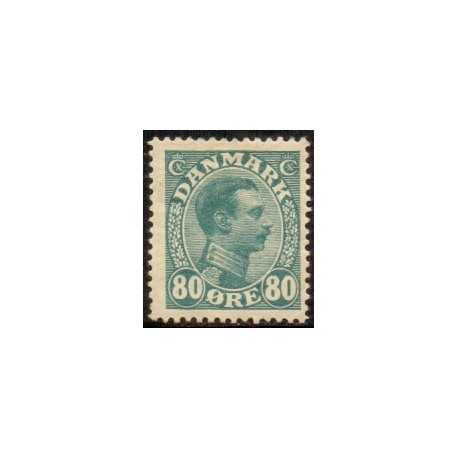 1915. Chr. X 80 Øre, AFA nr. 84, postfrisk Ubrugt Stemplet FDC