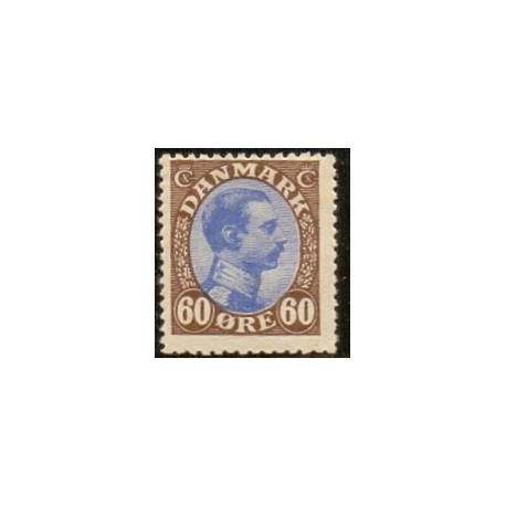 1918-20. Chr. X. 60 Øre. brun/mørk ultram. AFA nr. 107b postfrisk  Ubrugt Stemplet FDC