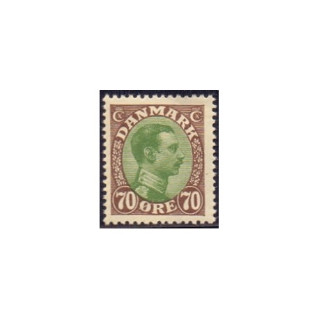 1918-20. Chr. X. 70 Øre. AFA nr. 108 postfrisk  Ubrugt Stemplet FDC