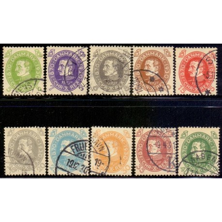 1930. Chr. X. 60-års fødselsdag, 5-40 Øre AFA nr. 186-95 semplet postfrisk  Ubrugt Stemplet FDC