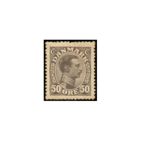 1921-22. Chr. X. 50 Øre.  Olivgrå. AFA nr. 129 postfrisk  Ubrugt Stemplet FDC