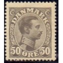 1921-22. Chr. X. 50 Øre  Grå. AFA nr. 129a postfrisk  Ubrugt Stemplet FDC