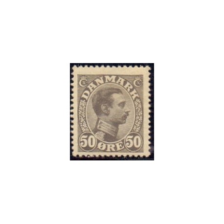 1921-22. Chr. X. 50 Øre  Grå. AFA nr. 129a postfrisk  Ubrugt Stemplet FDC