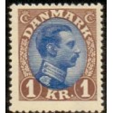 1921-22. Chr. X. 1 kr. tp. II. AFA nr. 131a postfrisk  Ubrugt Stemplet FDC