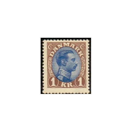 1921-22. Chr. X. 1 kr. tp. II. AFA nr. 131a postfrisk  Ubrugt Stemplet FDC