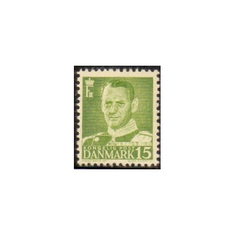 1948-50. Frederik IX 15 øre, tp. III. AFA nr. 306 postfrisk    Stemplet FDC